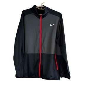 Nike Dri Fit Full Zip Jacket Women's XL Black Grey Red Activewear Athletic